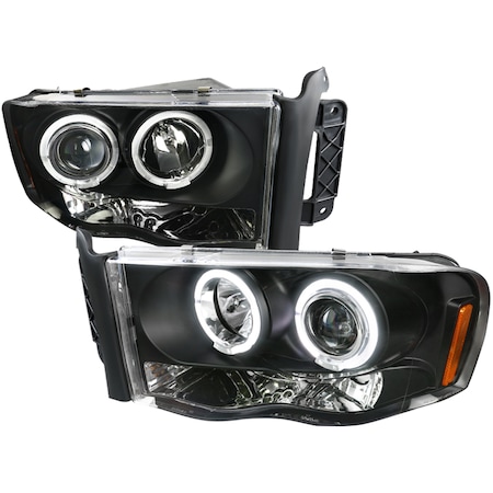 Spec-D Tuning 02-05 Dodge Ram Halo LED Projector Black 2LHP-RAM02JM-TM